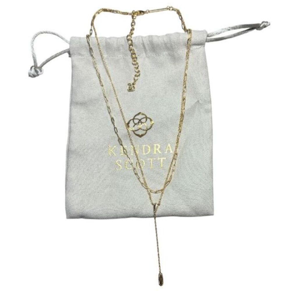 Kendra Scott Jaimee 14k Gold Plated Multi-Strand Y-Necklace Pre-Layered Lariat